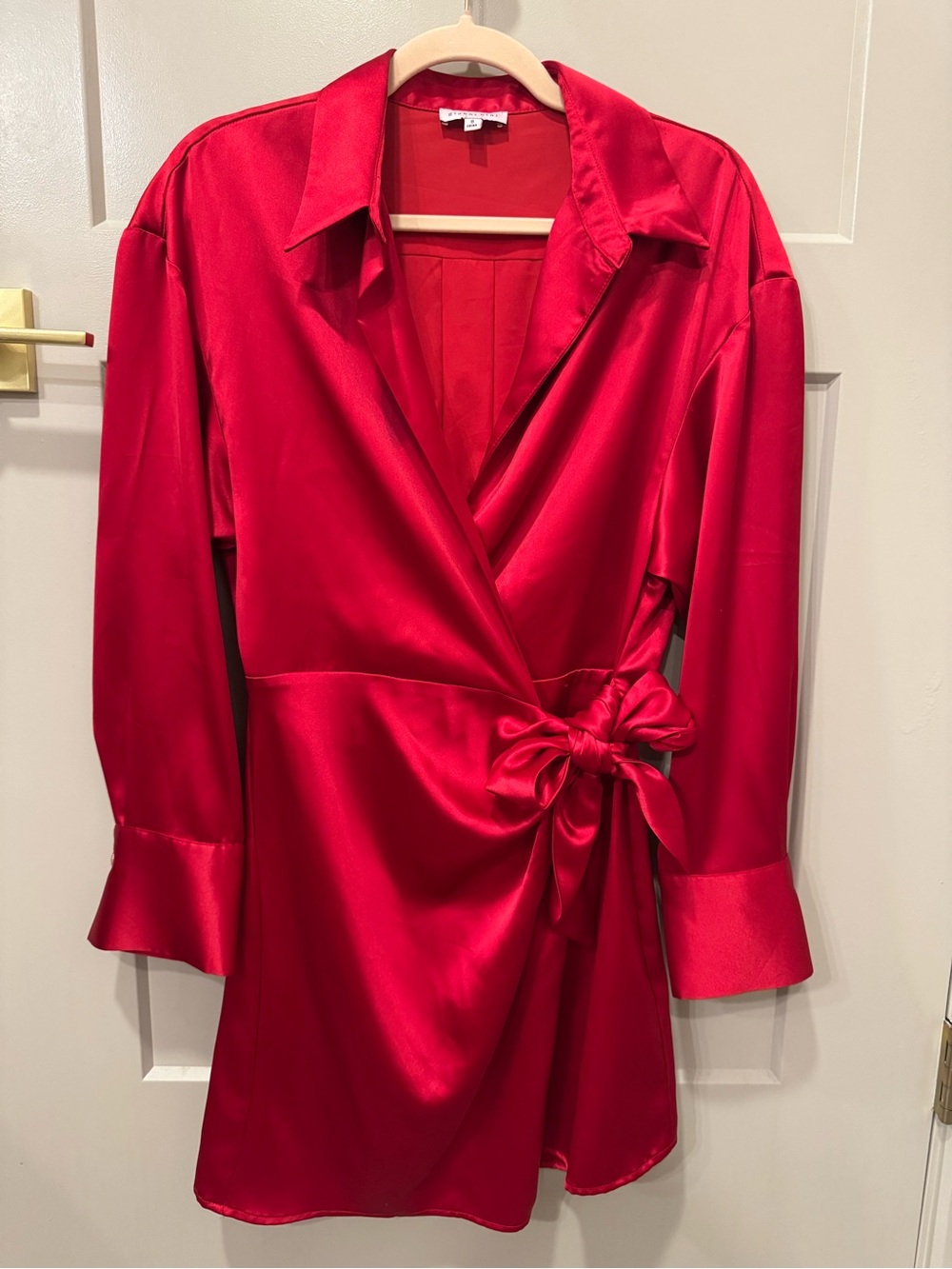 EUC | Gianni Bini | Avery Red Satin Faux Wrap Mini Dress | holiday glam